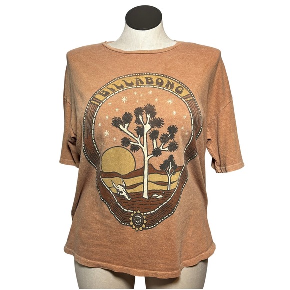Billabong Tops - Billabong Womens Small Desert T-Shirt Terracotta Joshua Tree Skull Relaxed